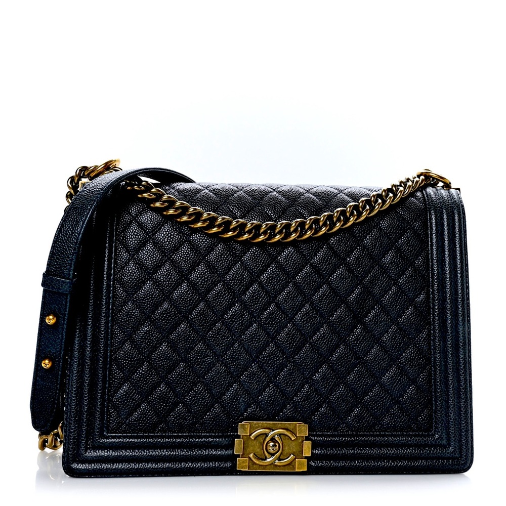 BNIB! VERY RARE! CHANEL BOY JUMBO Large Flap Messenger Shoulder Bag Black CAVIAR - Picture 14 of 17